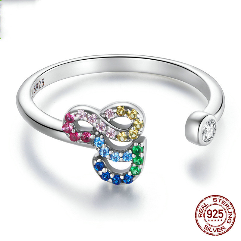 Colorful Zircon 26 Letters Ring Fashion Everyday All-Match Ring Jewelry - Image 9