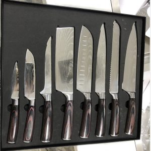 8 Damascus Pattern Stainless Steel Chef's Knives