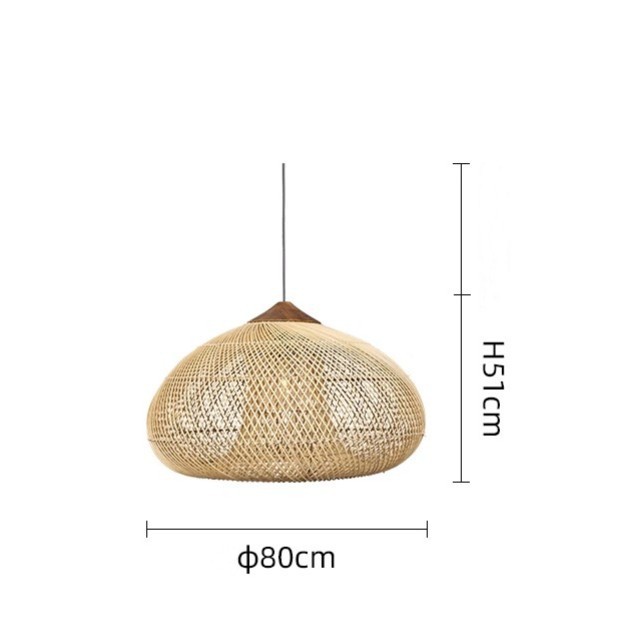 Vintage Living Room Wooden Wind Rattan Woven Chandelier - Image 10