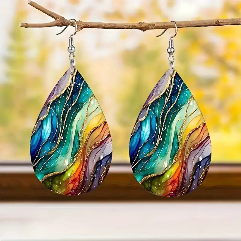 Fashion Colorful Water Ripple Pattern Acrylic Earrings - Image 4