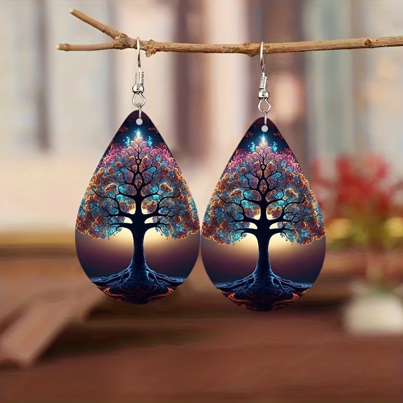 Fashion Colorful Water Ripple Pattern Acrylic Earrings - Image 3