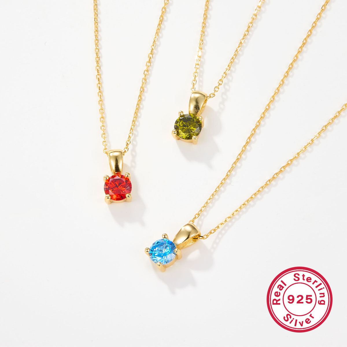 925 Sterling Silver December Birthday Stone Necklace Niche Senior Female - Image 2