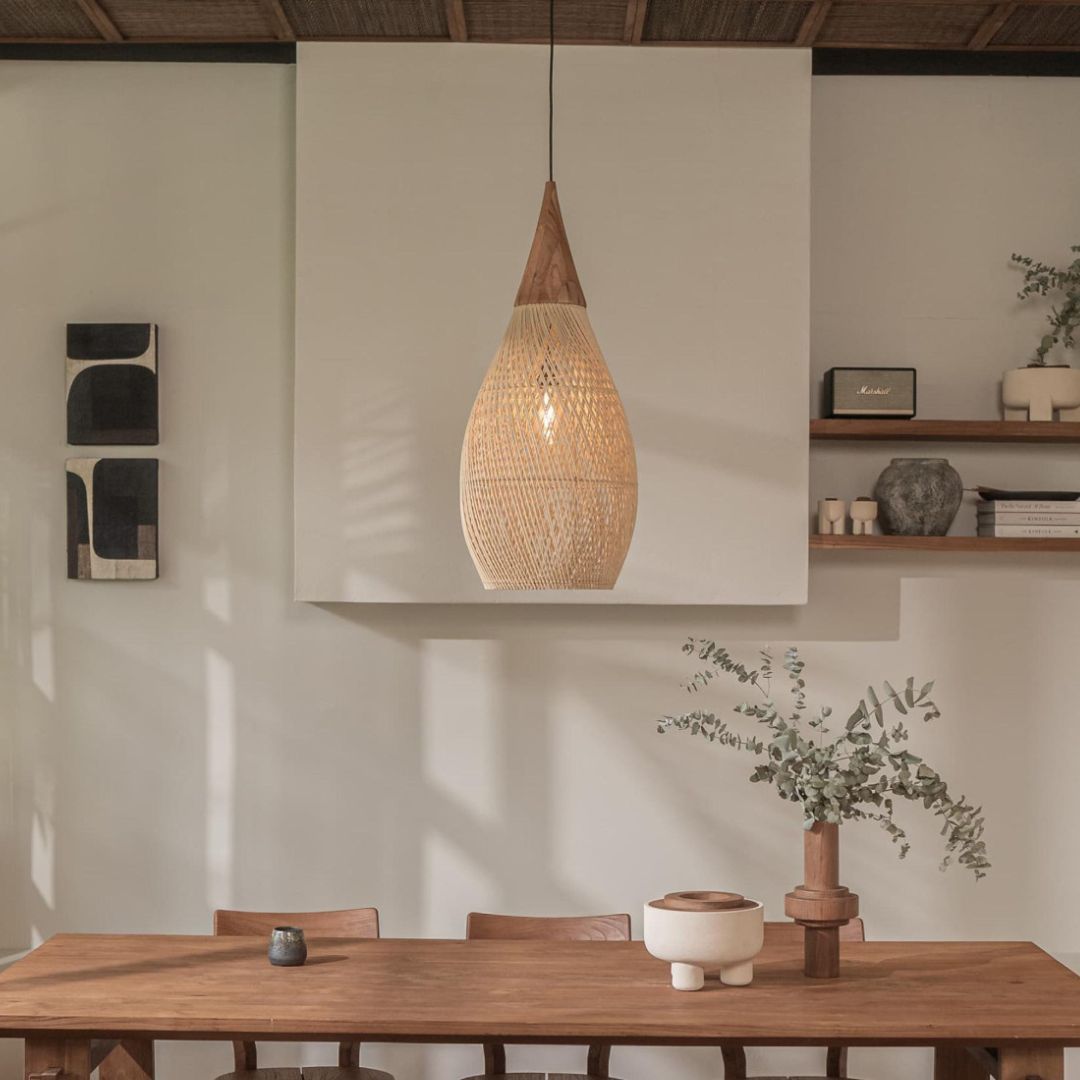 Vintage Living Room Wooden Wind Rattan Woven Chandelier - Image 2