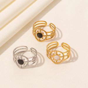 304 Stainless Steel European And American Fashion Geometry Pattern Drip Ring