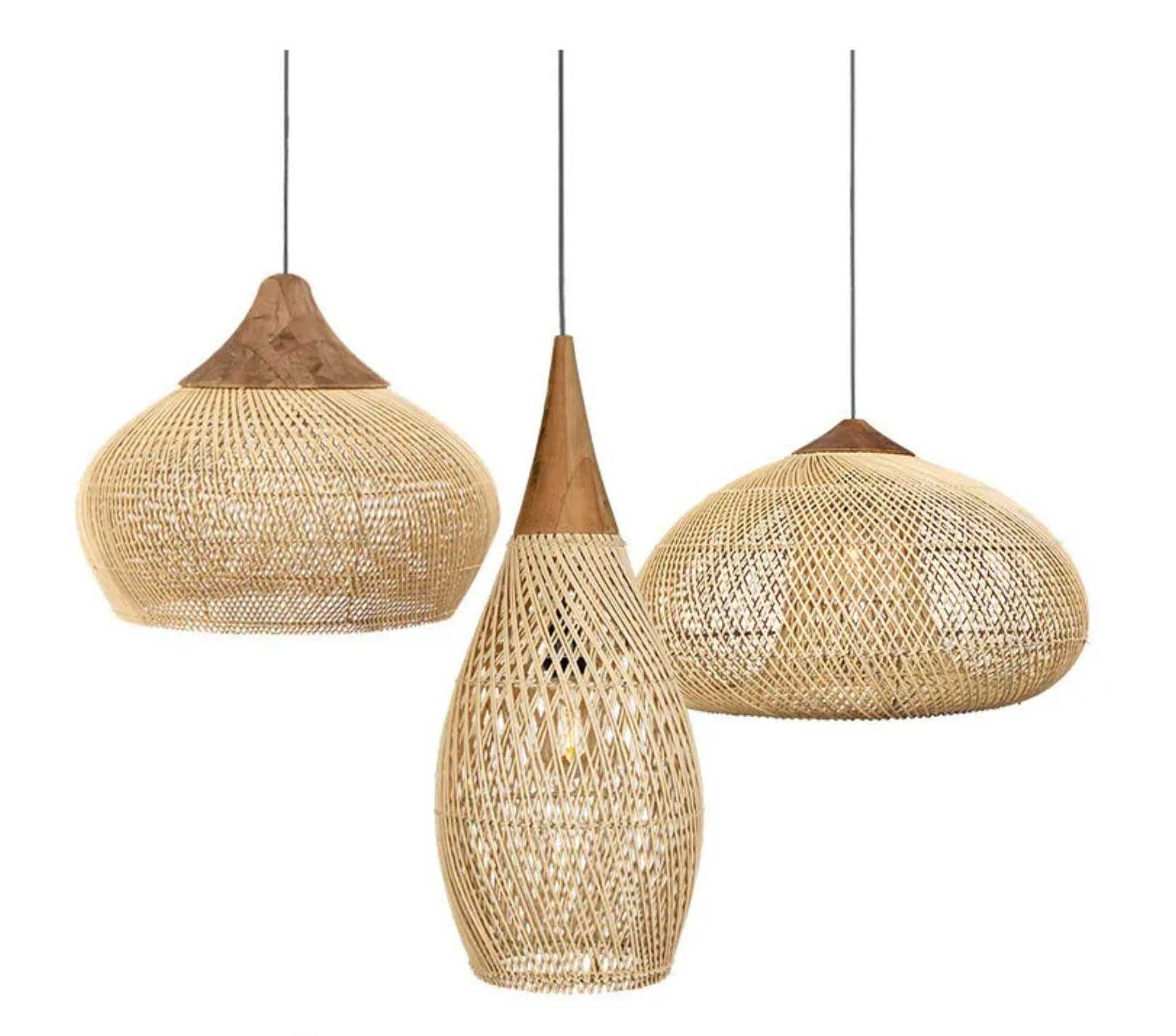 Vintage Living Room Wooden Wind Rattan Woven Chandelier - Image 5