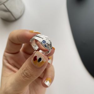 S925 Silver Fashion Temperament Mottled Zirconium Diamond Personality Ring