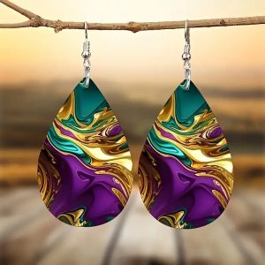 Fashion Colorful Water Ripple Pattern Acrylic Earrings