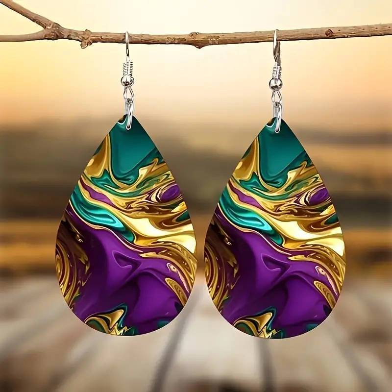 Fashion Colorful Water Ripple Pattern Acrylic Earrings