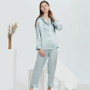 Couple's Silk Pajamas Long-sleeve Suit Silk Homewear