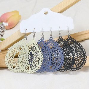 Bohemian Color Painted Carved Earrings Simple