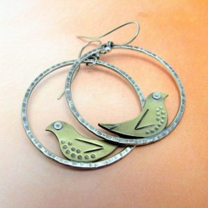Bohemian Style Vintage Bird Hook Earrings Round Hollow Design