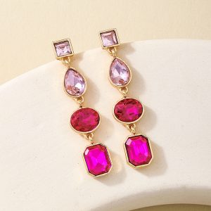 European And American Metal Color Rhinestone Ear Studs Women