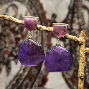 Natural Amethyst Tigereye Rhodochrosite Eardrops