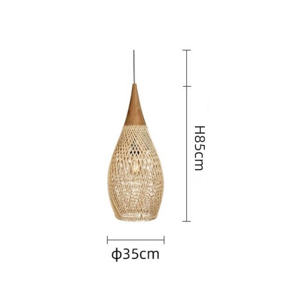 Vintage Living Room Wooden Wind Rattan Woven Chandelier - Image 7