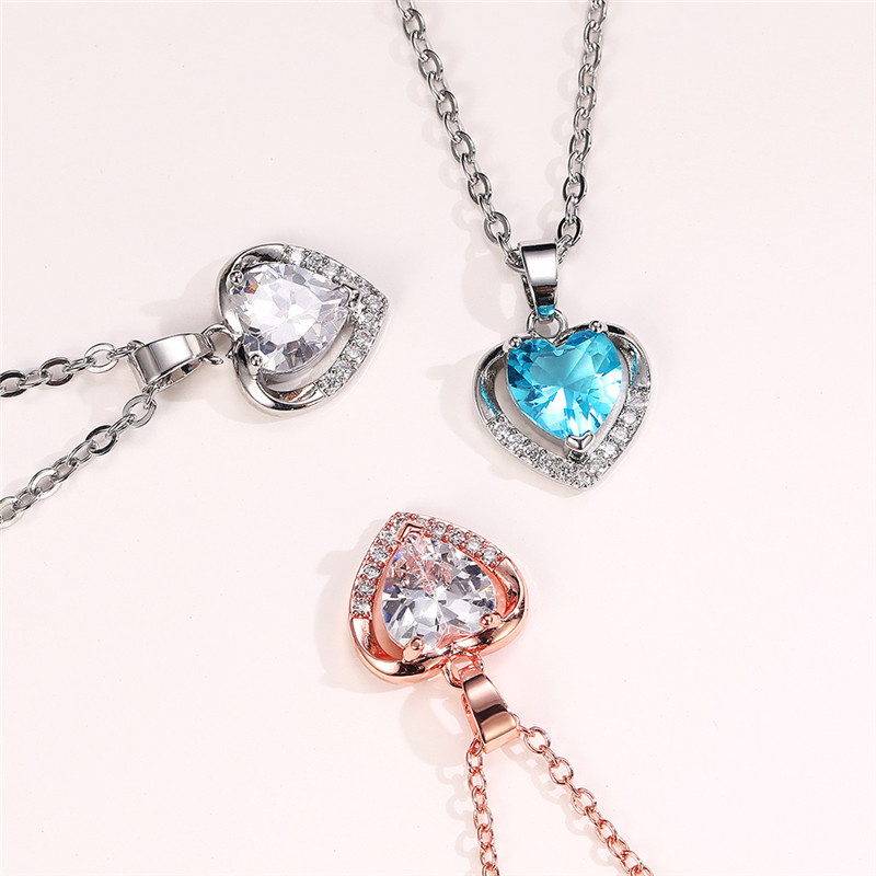 Ocean Heart Pendant Necklace Romantic Valentine's Day Gift