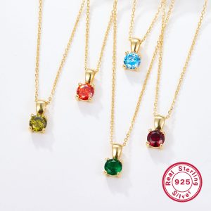 925 Sterling Silver December Birthday Stone Necklace Niche Senior Female