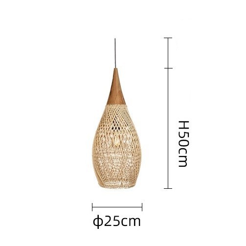 Vintage Living Room Wooden Wind Rattan Woven Chandelier - Image 6