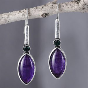 Retro Simple Inlaid Gem Drop Earrings