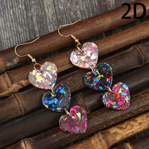 Mixed Color Bright Film Love Heart Earrings Female