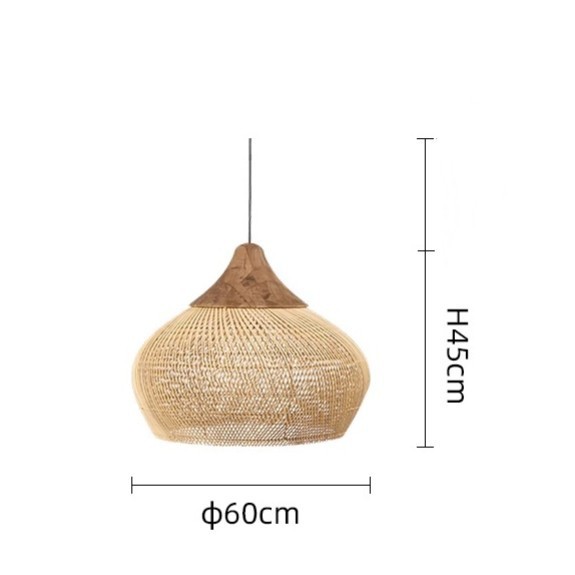 Vintage Living Room Wooden Wind Rattan Woven Chandelier - Image 8