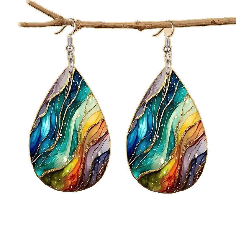 Fashion Colorful Water Ripple Pattern Acrylic Earrings - Image 5